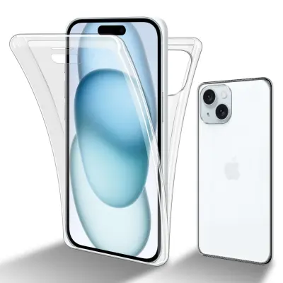 CADORABO Apple iPhone 15 in transparentno - 360° zaščita celotnega telesa - Zaščita spredaj in zadaj, vsestranska zaščita s ščitnikom zaslona