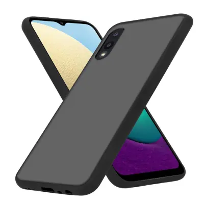 CADORABO Samsung Galaxy A02/M02 in matirana črna barva - Hibridni zaščitni ovitek s TPU silikonom v notranjosti in matirano plastično zadnjo stranjo