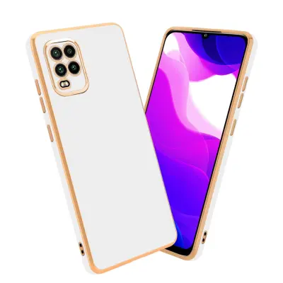 Ohišje, združljivo z Xiaomi Mi 10 LITE in bleščeča bela - zlata - Zaščitni ovitek iz prožnega silikona TPU in z zaščito kamere