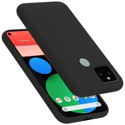 Ohišje je združljivo z Google PIXEL 5 in tekoča črna barva - Zaščitni ovitek iz prožnega silikona TPU