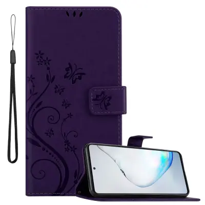 CADORABO Samsung Galaxy A81/NOTE 10 LITE/M60s temno modra - ovitek v cvetličnem dizajnu z magnetnim zapiranjem, stoječo funkcijo in režami za kartice