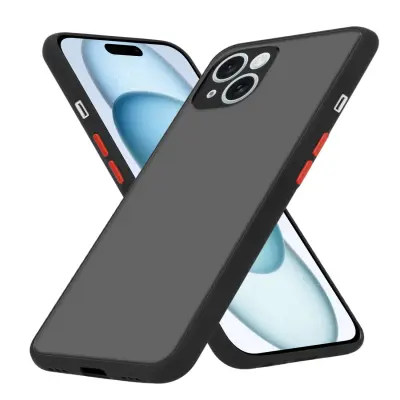CADORABO Apple iPhone 15 PLUS in matirana črna barva - Hibridni zaščitni ovitek s TPU silikonom v notranjosti in matirano plastično zadnjo stranjo