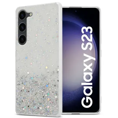 Ohišje, združljivo z Samsung Galaxy S23 in prozorna z bleščicami - Zaščitni ovitek iz prožnega silikona TPU s svetlečimi bleščicami