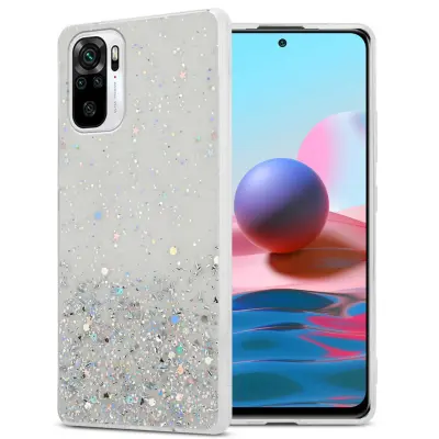 CADORABO Xiaomi RedMi NOTE 10 4G/RedMi NOTE 10S in prozorna z bleščicami - Zaščitni ovitek iz prožnega silikona TPU s svetlečimi bleščicami