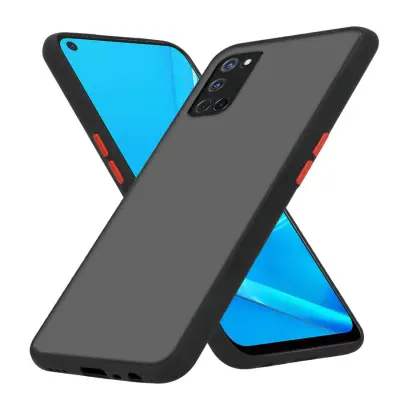Ohišje združljivo z Oppo A92 in matirana črna barva - Hibridni zaščitni ovitek s TPU silikonom v notranjosti in matirano plastično zadnjo stranjo