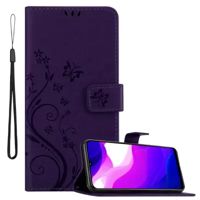 CADORABO Xiaomi Mi 10 LITE in klasična temno modra - ovitek v cvetličnem dizajnu z magnetnim zapiranjem, stoječo funkcijo in režami za kartice