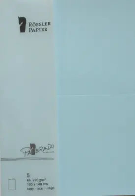 A6 PAPIRNA KARTICA 5 ENOT VODNO MODRA