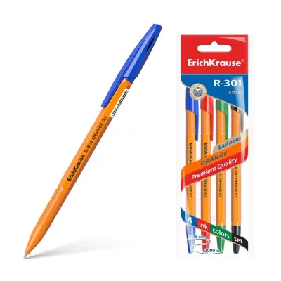 ErichKrause Kemični svinčnik R-301 0,7, 4 barve moder, črn, rdeč, zelen, Orange Stick s 24 KOS