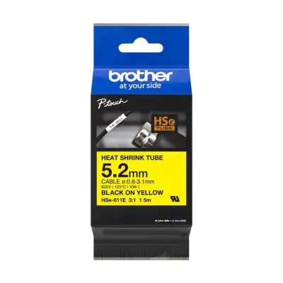Brother HSE611E Rumen/črn trak 5,2mm termo skrčljiv