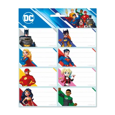 ETIKETE Z NALEPKAMI DC COMICS JUSTICE LEAGUE