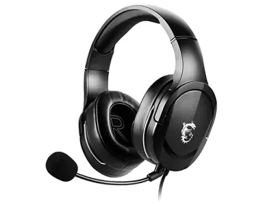 MSI Imperse GH20 Gaming slušalke - stereo slušalke, lahka in nastavljiva zasnova, 40mm gonilniki neodimijev, prenosni računalnik, nastavljivi mikrofon