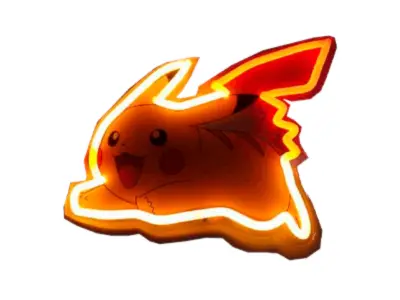 TEKNOFUN stenska svetilka Pokémon Pikachu, neonsko rumena svetloba, električno napajanje