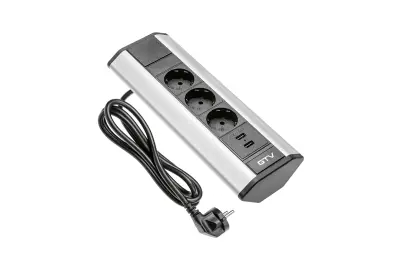 GTV namizna vtičnica 3x 230V + 2x USB