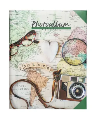FOTO ALBUM 24X32CM 30 SAMOLEPILNIH STRANI TRAVEL VINTAGE
