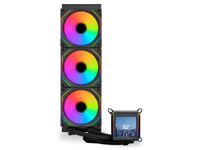Vodni hladilnik CPU Aio Lian Li Galahad Ii LCD 360 v črni barvi Argb - 360 mm