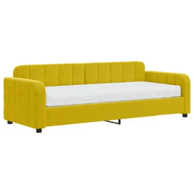 vidaXL Dnevna postelja z vzmetnico rumena 80x200 cm žamet