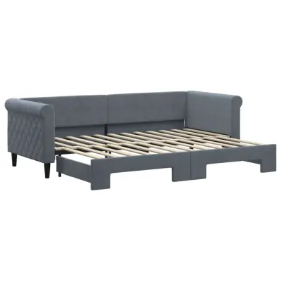vidaXL Izvlečna dnevna postelja temno siva 80x200 cm žamet