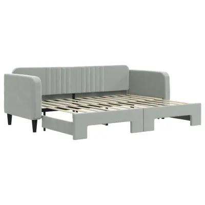 vidaXL Izvlečna dnevna postelja svetlo siva 80x200 cm žamet