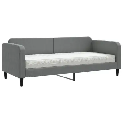 vidaXL Dnevna postelja z vzmetnico temno siva 80x200 cm blago
