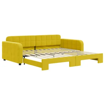 vidaXL Izvlečna dnevna postelja rumena 100x200 cm žamet