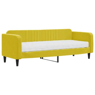vidaXL Dnevna postelja z vzmetnico rumena 80x200 cm žamet