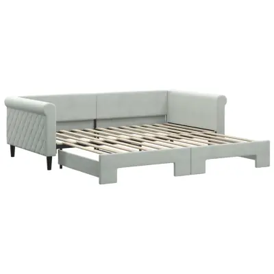 vidaXL Izvlečna dnevna postelja svetlo siva 100x200 cm žamet