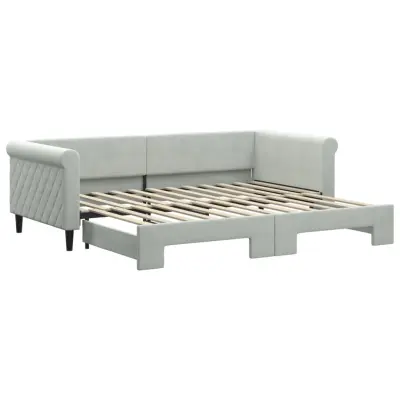 vidaXL Izvlečna dnevna postelja svetlo siva 90x200 cm žamet