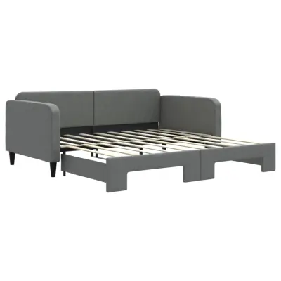 vidaXL Izvlečna dnevna postelja temno siva 90x190 cm blago