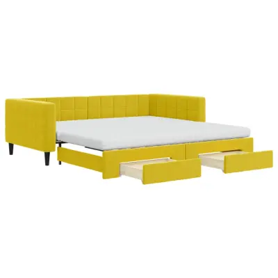 vidaXL Izvlečna dnevna postelja s predali rumena 100x200 cm žamet