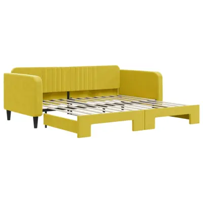 vidaXL Izvlečna dnevna postelja rumena 100x200 cm žamet