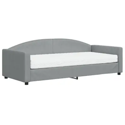 vidaXL Dnevna postelja z vzmetnico svetlo siva 90x200 cm blago