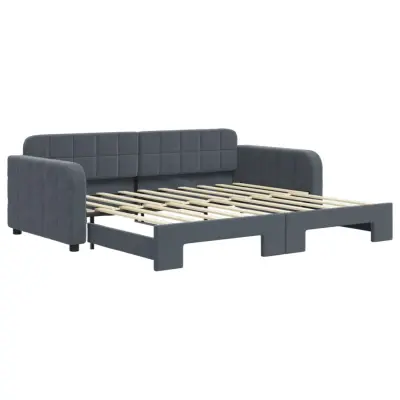 vidaXL Izvlečna dnevna postelja temno siva 90x190 cm žamet
