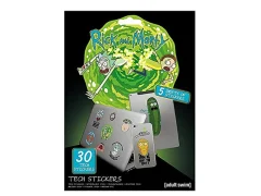 Tehnične nalepke Rick in Morty Adventures Tech, komplet 30 nalepk za prenosnike, mobilne telefone in tablice - uradno blago