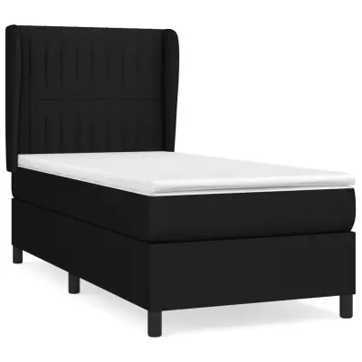 vidaXL Box spring postelja z vzmetnico črna 100x200 cm blago