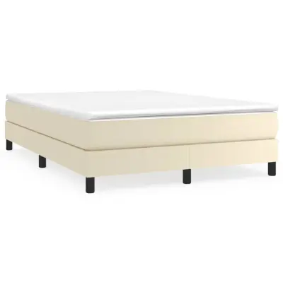 vidaXL Box spring posteljni okvir krem 140x190 cm umetno usnje