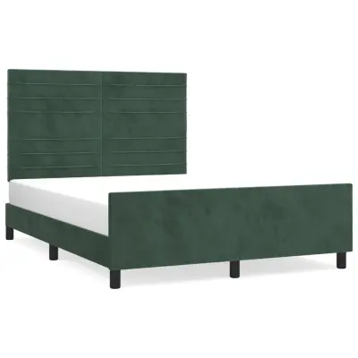 vidaXL Posteljni okvir brez vzmetnice temno zelen 140x200 cm žamet