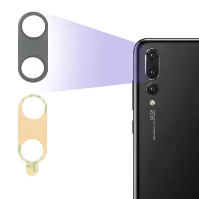 Nadomestna zadnja kamera s stekleno leco - crna str. Huawei P20 Pro