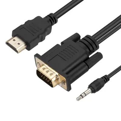 HDMI moški na VGA moški prikljucek 3,5 mm kabel, dolžina 1,8 m - crn