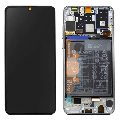 Originalni Huawei Complete Block: LCD zaslon na dotik z vgrajeno baterijo 3340 mAh - bela str. Huawei P30 Lite