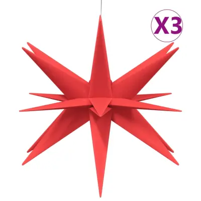 vidaXL Božične svetilke LED 3 kosi zložljive rdeče 57 cm