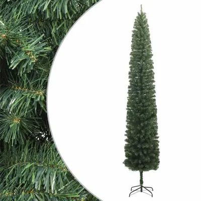 vidaXL Ozka novoletna jelka s stojalom 270 cm PVC
