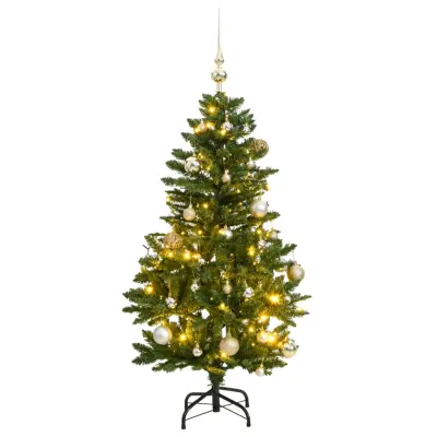 vidaXL Umetna novoletna jelka 150 LED diod in komplet bučk 150 cm