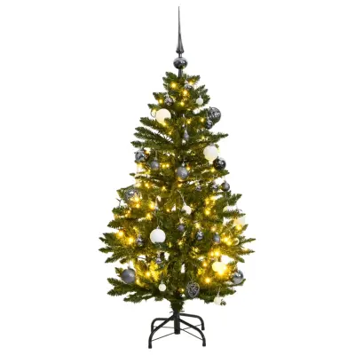 vidaXL Umetna novoletna jelka 150 LED diod in komplet bučk 120 cm