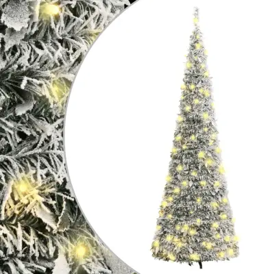 vidaXL Umetna novoletna jelka s snegom pop-up 50 LED diod 120 cm