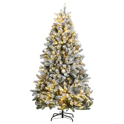 vidaXL Umetna novoletna jelka 300 LED diod in komplet bučk 210 cm