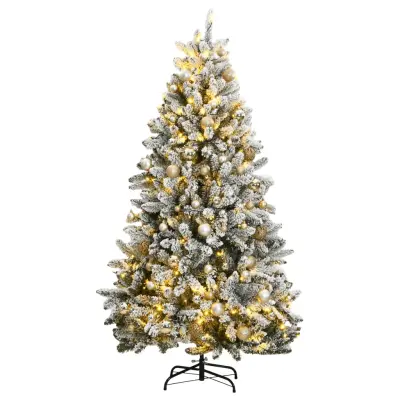 vidaXL Umetna novoletna jelka 300 LED diod in komplet bučk 240 cm