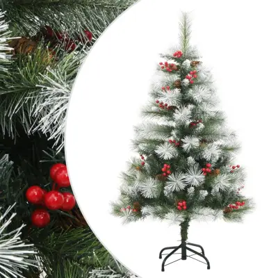 vidaXL Umetna novoletna jelka s storži in jagodami 150 cm