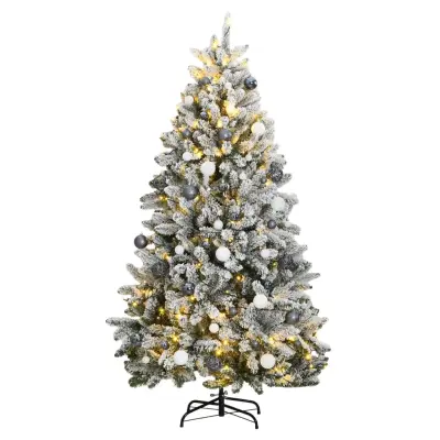 vidaXL Umetna novoletna jelka 300 LED diod in komplet bučk 180 cm