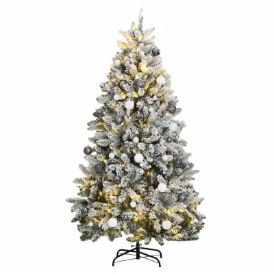 vidaXL Umetna novoletna jelka 300 LED diod in komplet bučk 270 cm