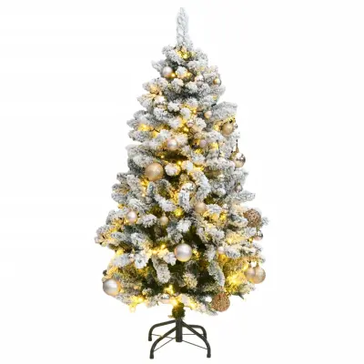 vidaXL Umetna novoletna jelka 150 LED diod in komplet bučk 120 cm